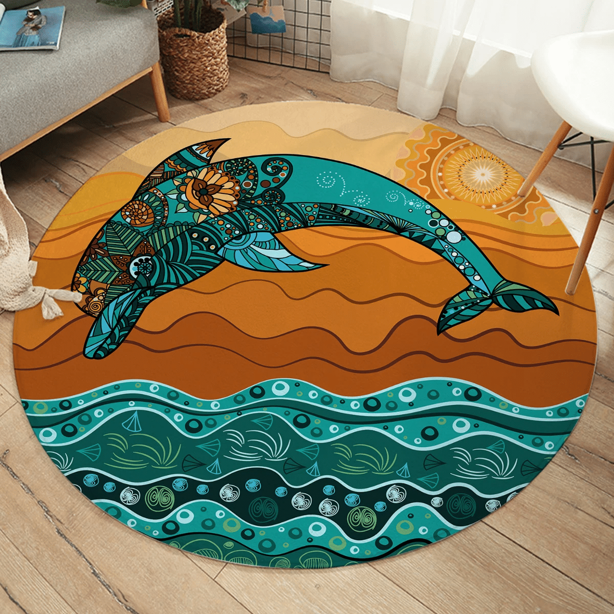 Leaping Dolphin Rug Living Home Decor