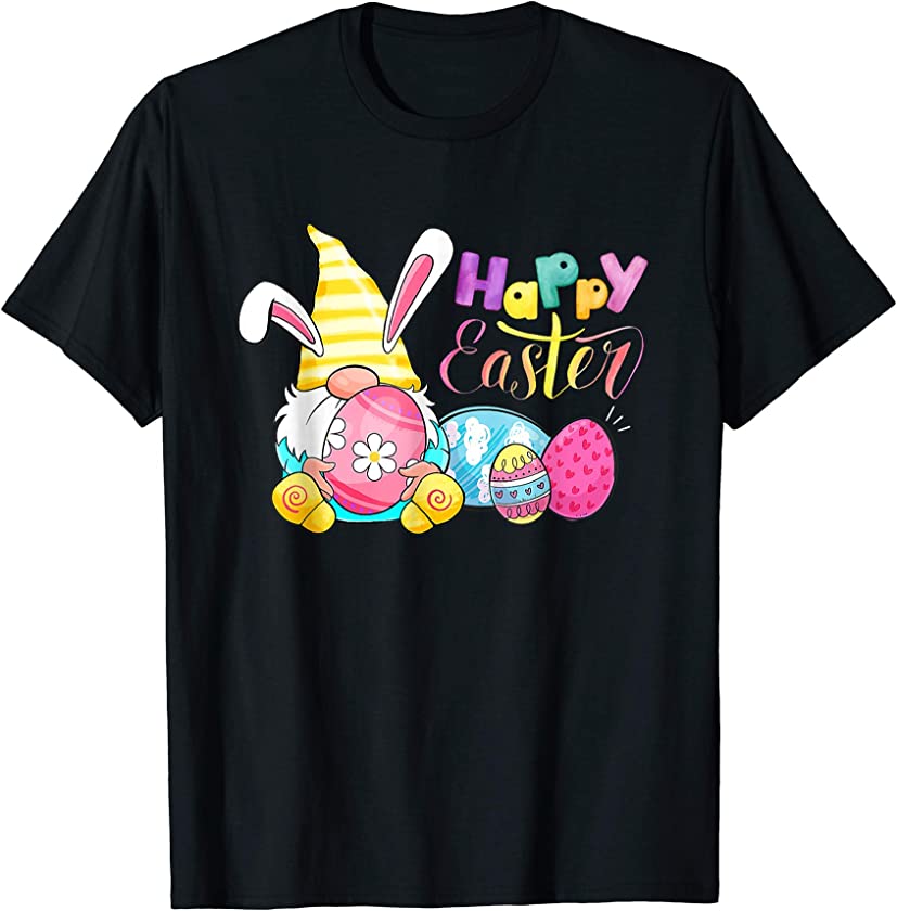 Bunny Gnome Rabbit Eggs Hunting Happy Easter Day Funny T-Shirt