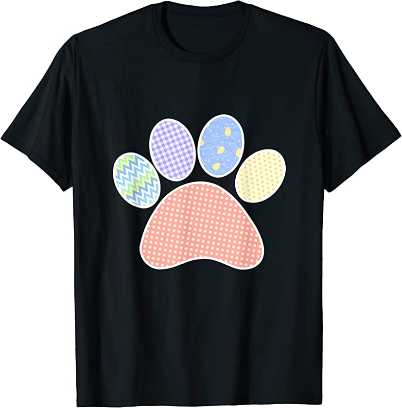 Cute Easter Dog Paw print, egg bunny and chocolate lovers T-Shirt