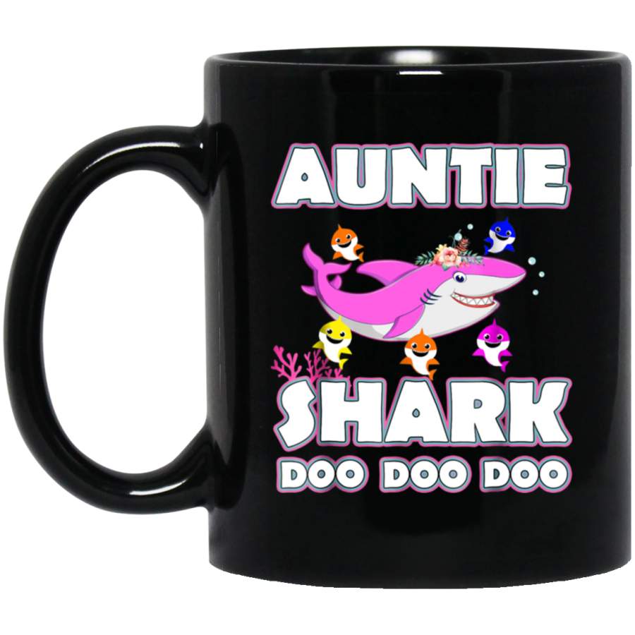 Auntie Shark Doo Doo Doo – Family Gift Mug Black Mug