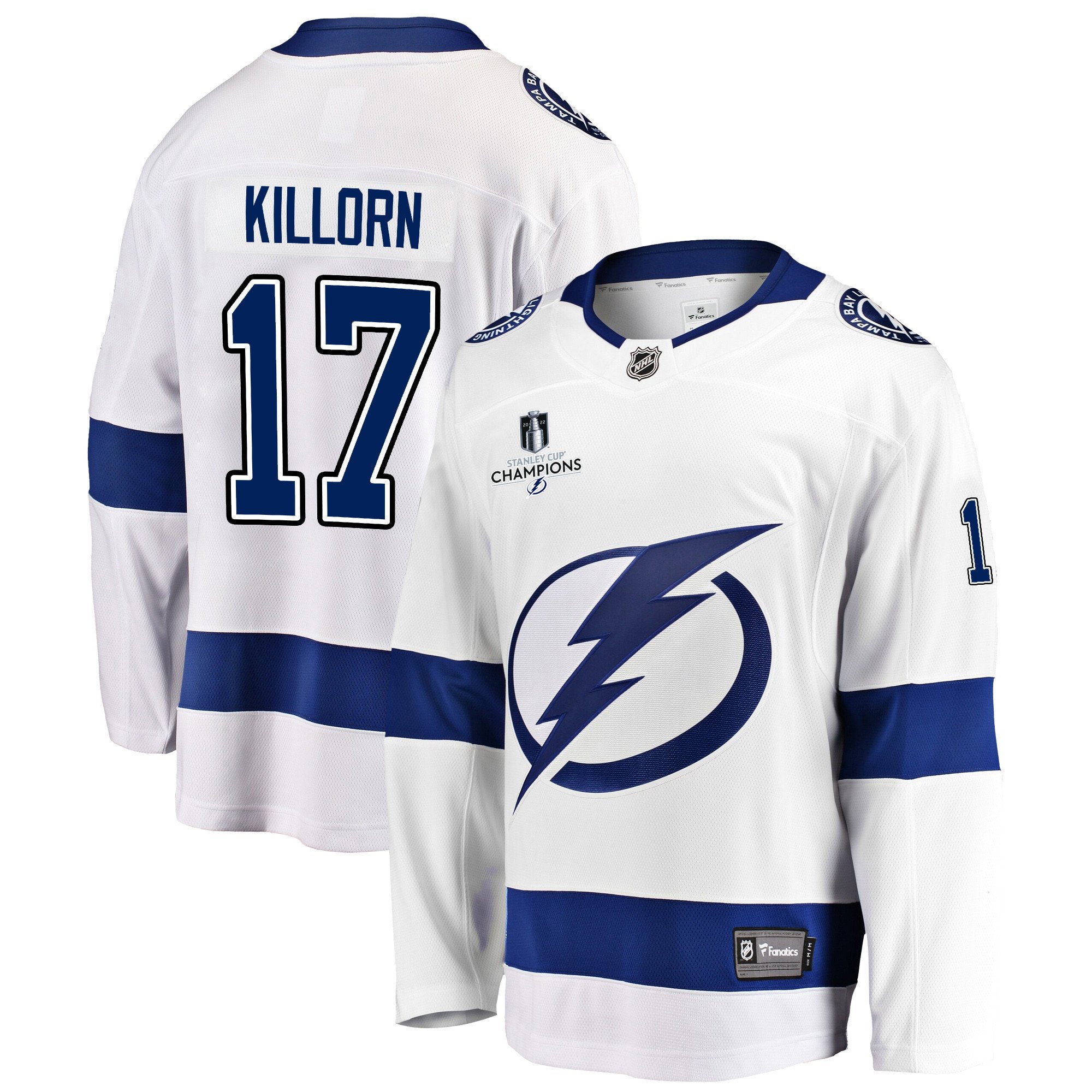 Tampa Bay Lightning Alex Killorn 17 Away 2022 Stanley Cup Champions Breakaway Men Jersey – White