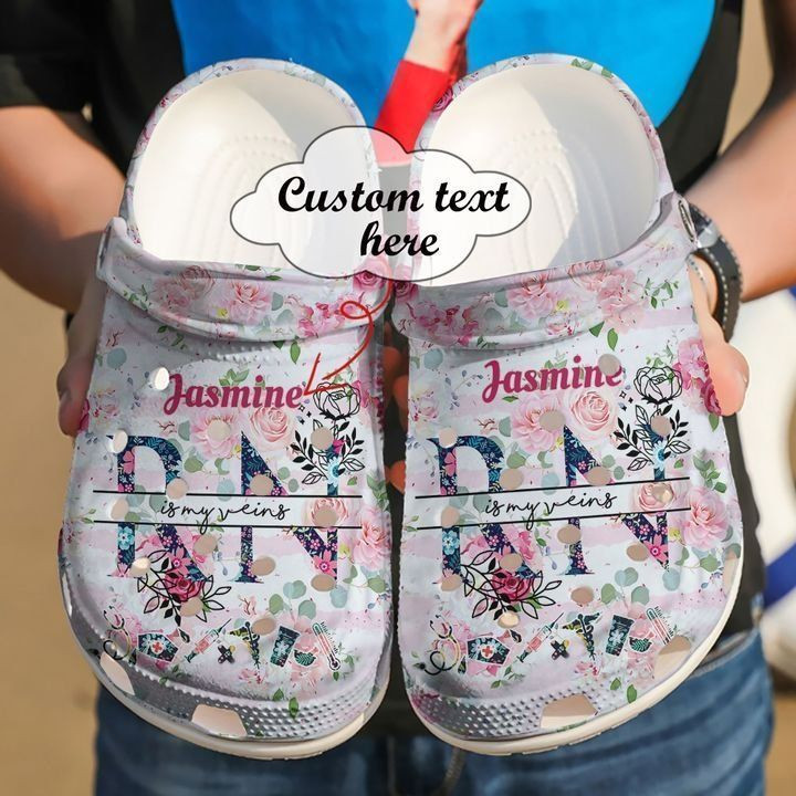 Nurse Personalized Rn In My Veins Crocs Classic Clogs Shoes ...