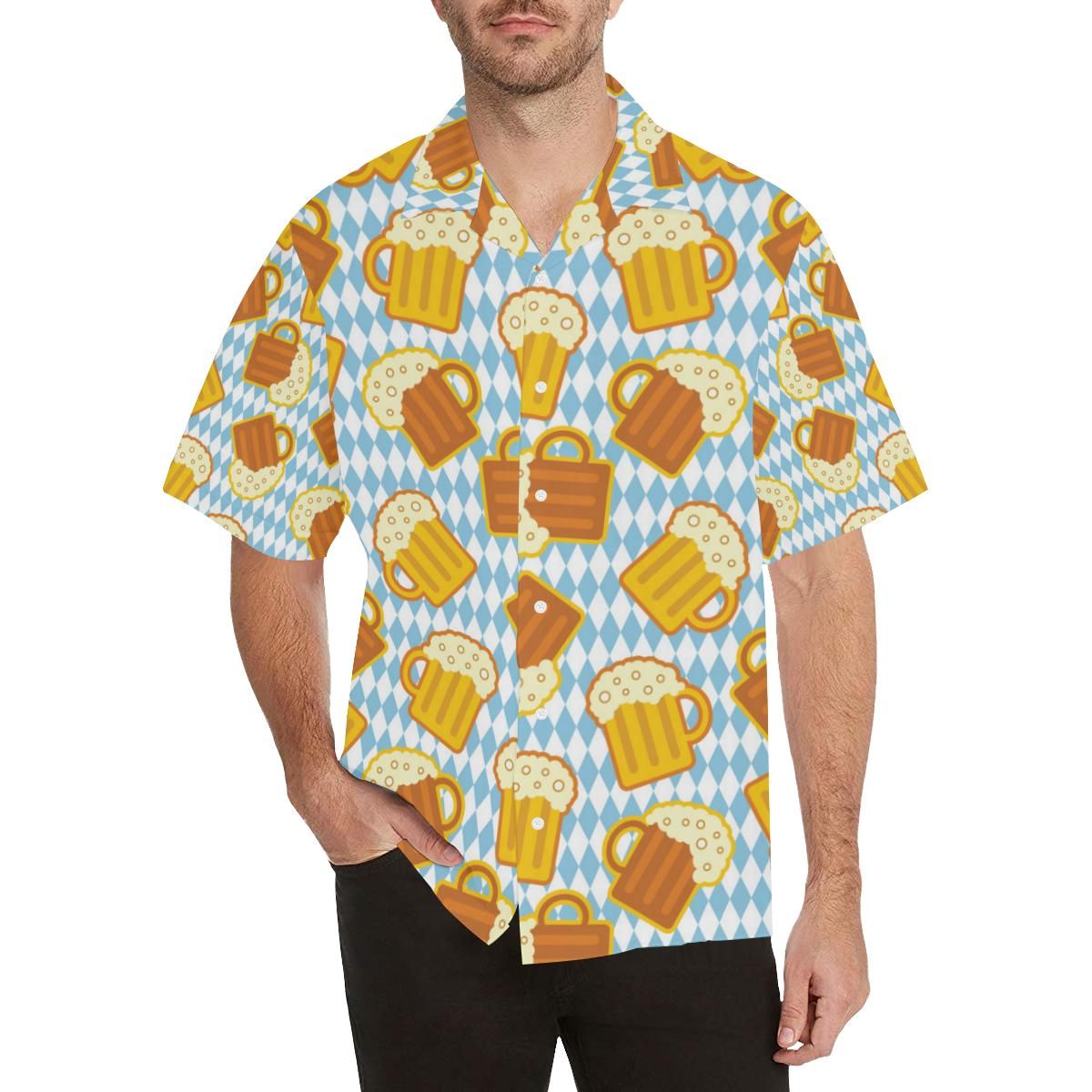 Beer Glass Pattern Men’s All Over Print Hawaiian Shirt