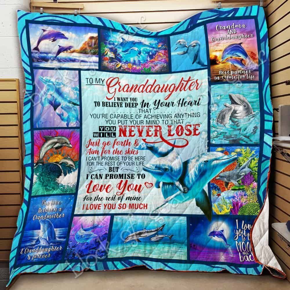 Holiday Gift – Dolphin Animal To My Granddaughter Quilt Blanket