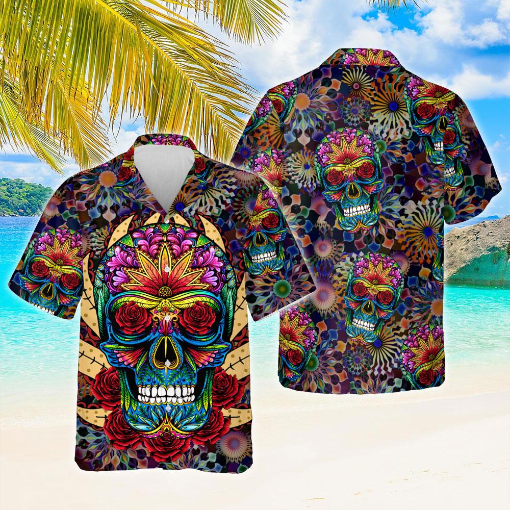 Sugar Skull Flower Hawaii Shirt Ha110876