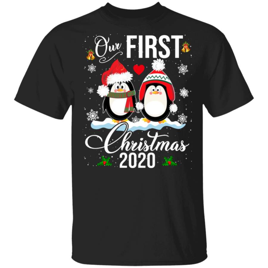 Christmas Santa Shirt Our First Christmas 2020 Cute Christmas Santa Couple Penguin Lover Gifts Christmas T-Shirt