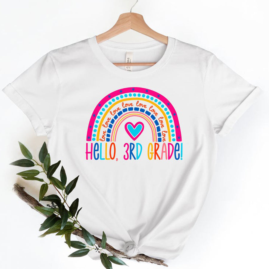 Third Grade Teacher Rainbow Shirt, Custom 3Rd Grade Teacher Shirt, Personalized 3Rd Grade Tees,Custom Rainbow Teacher Shirt,Third Grade Crew