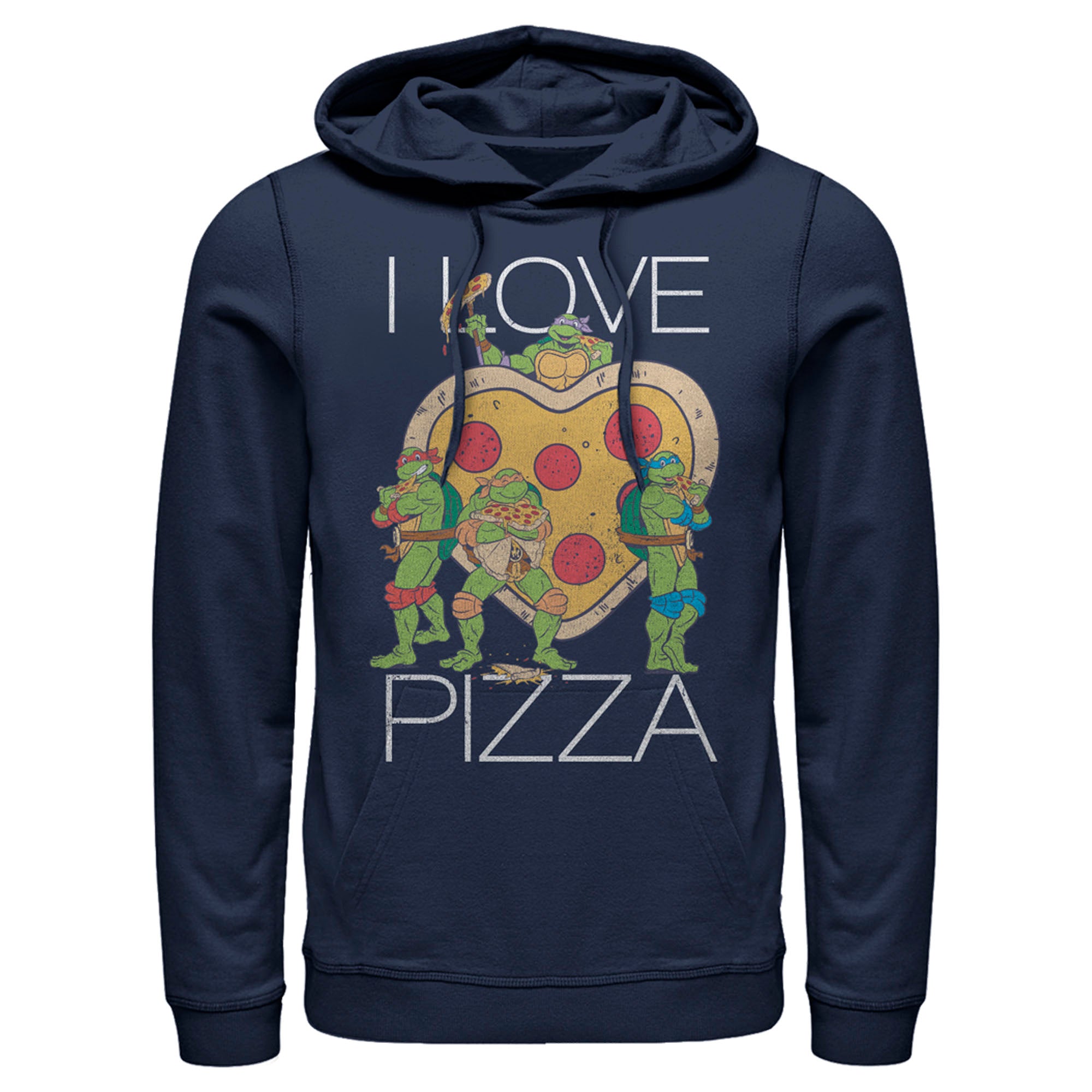 Men’S Teenage Mutant Ninja Turtles I Love Pizza Heart Pull Over Hoodie