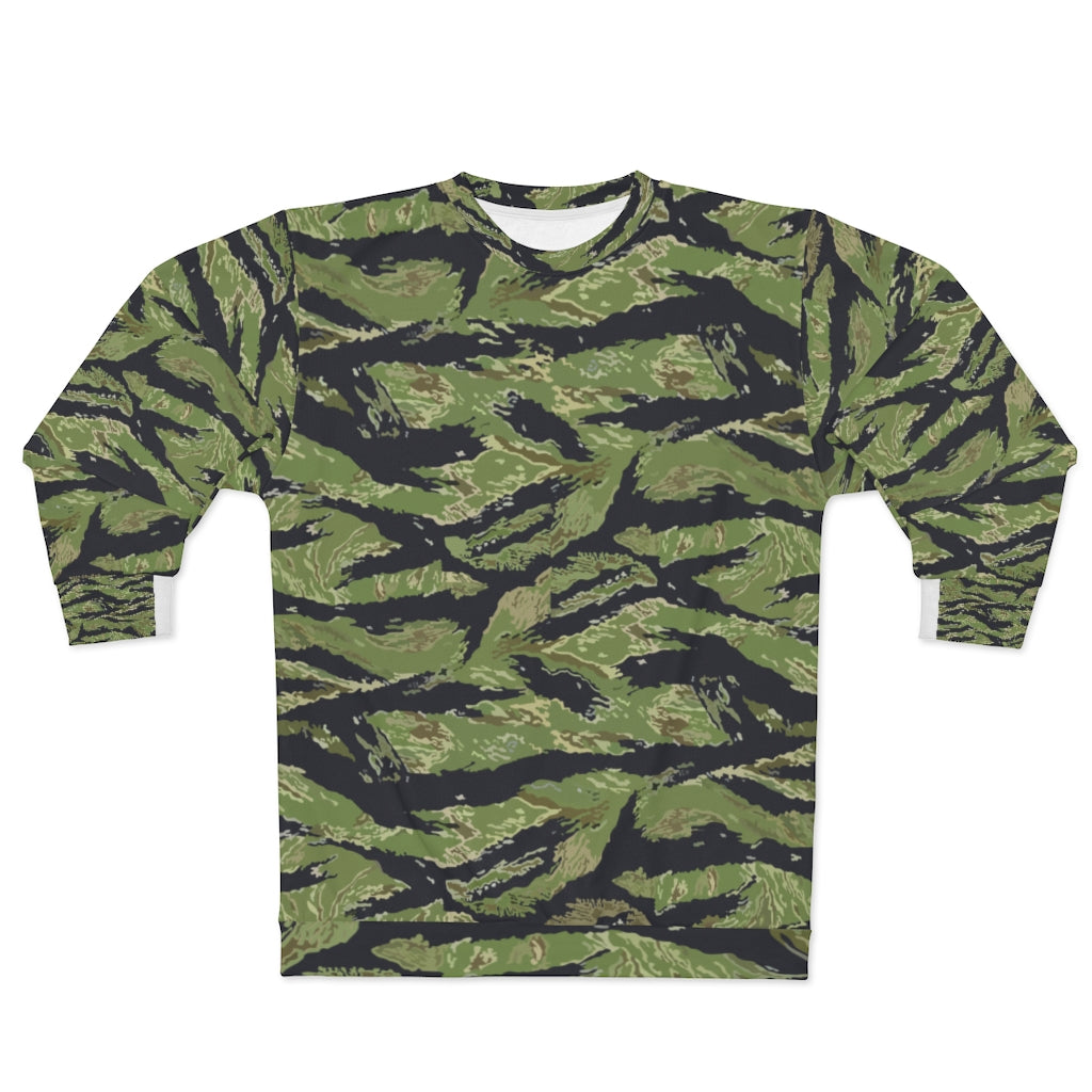 Aop Unisex Sweatshirt – Military Tiger Stripe Jungle Camouflage