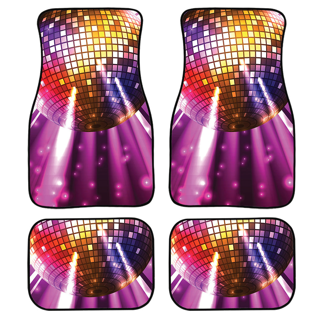 Purple Light Disco Ball Print Front And Back Car Floor Mats, Front Car Mat