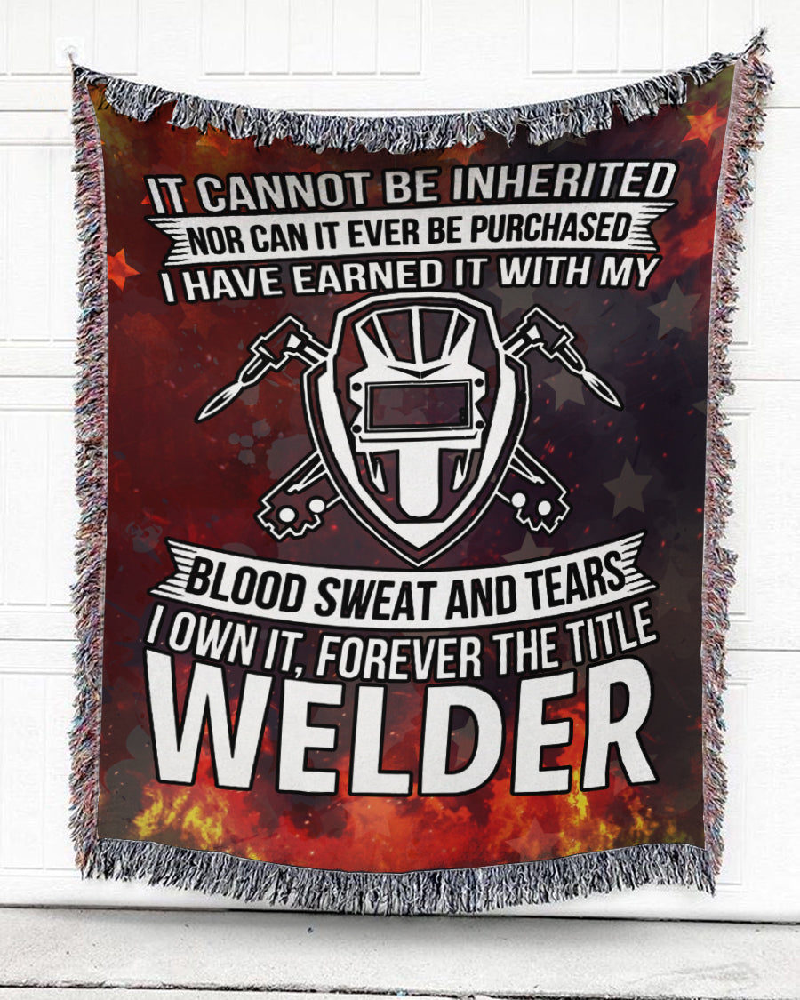 Woven Throw For Welder Birthday Gift, I Own The Title – Welder, Cotton Blanket