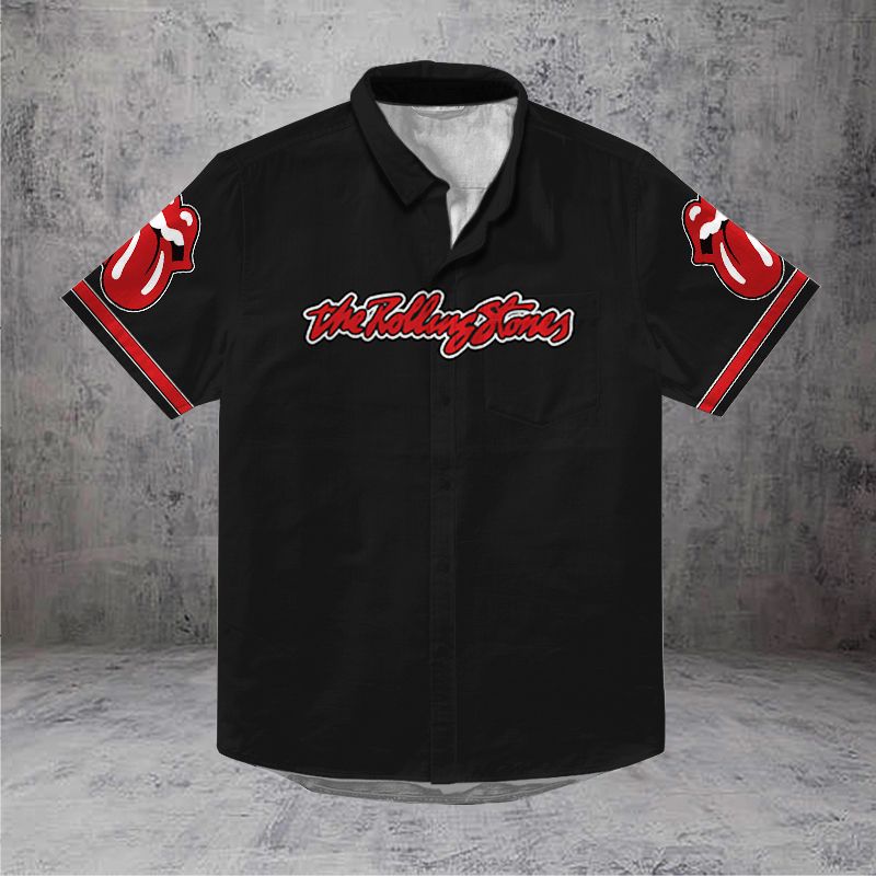 Band Rolling Stones Black Baseball Tee Jersey Shirt Unisex Men Women