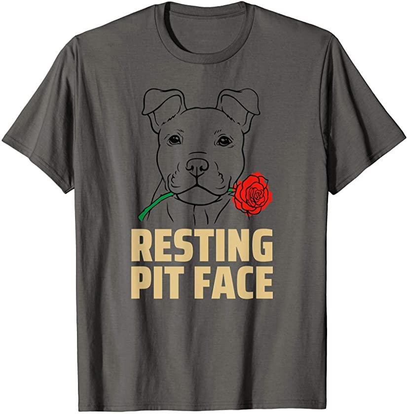 Mens Pitbull Love – I Love My Cute Pitbull Puppy Resting Pit Face T-Shirt