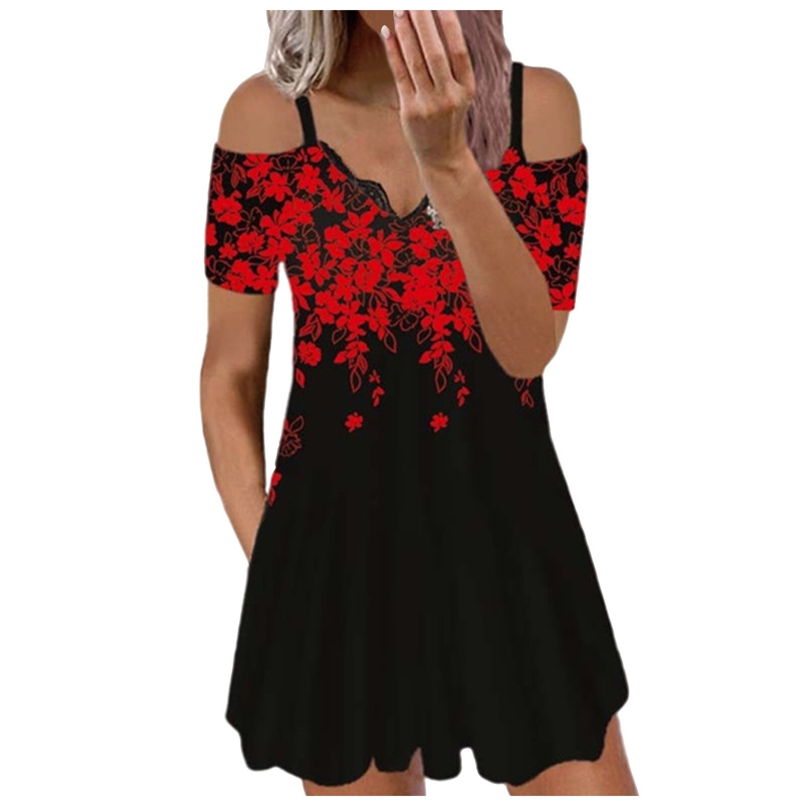 Summer Dresses For Women 2022 S-5xl Plus Size Dress Casual V-neck Dress Floral Print Short Sleeve Loose Splicing Платья Sundress alx