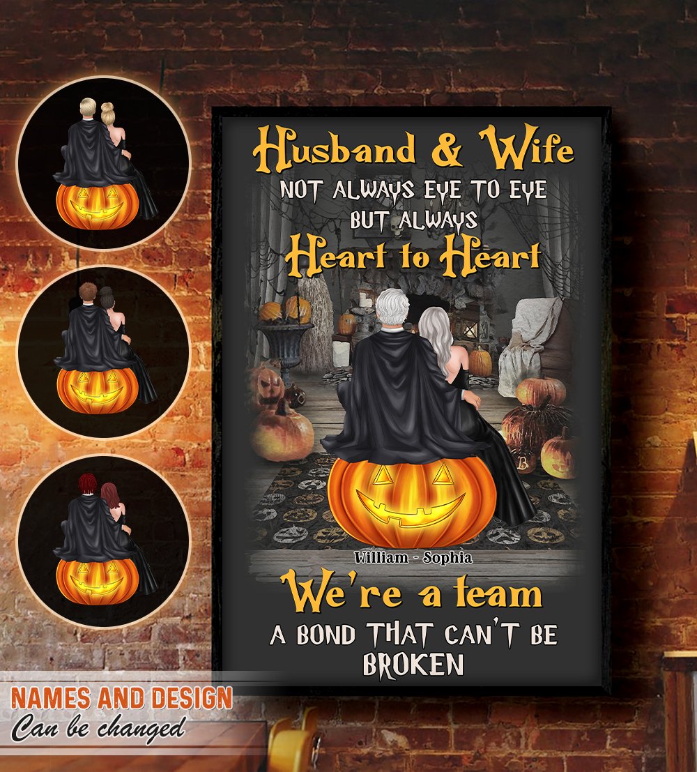 Husband And Wife We’Re A Team Witch Couple Personalized Vertical Poster, Gift For Couple, Halloween Gift