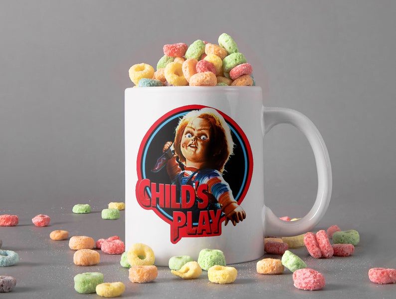 White Mug Chucky Child’s Play Mug Charles Lee Ray Mug Child’s Play Movie Mug Horror Lover Mug Retro Vintage Premium Sublime Ceramic Coffee Mug H99