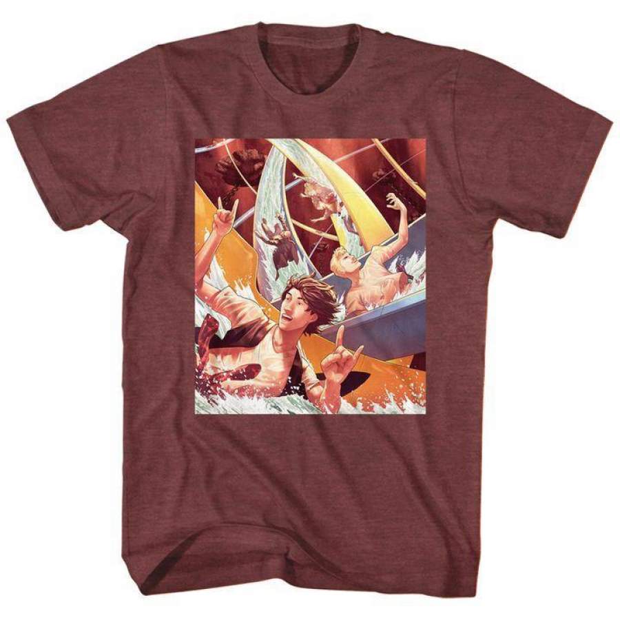 Bill and Teds Excellent Adventure Water Slide Mens T Shirt Vintage Maroon Heather