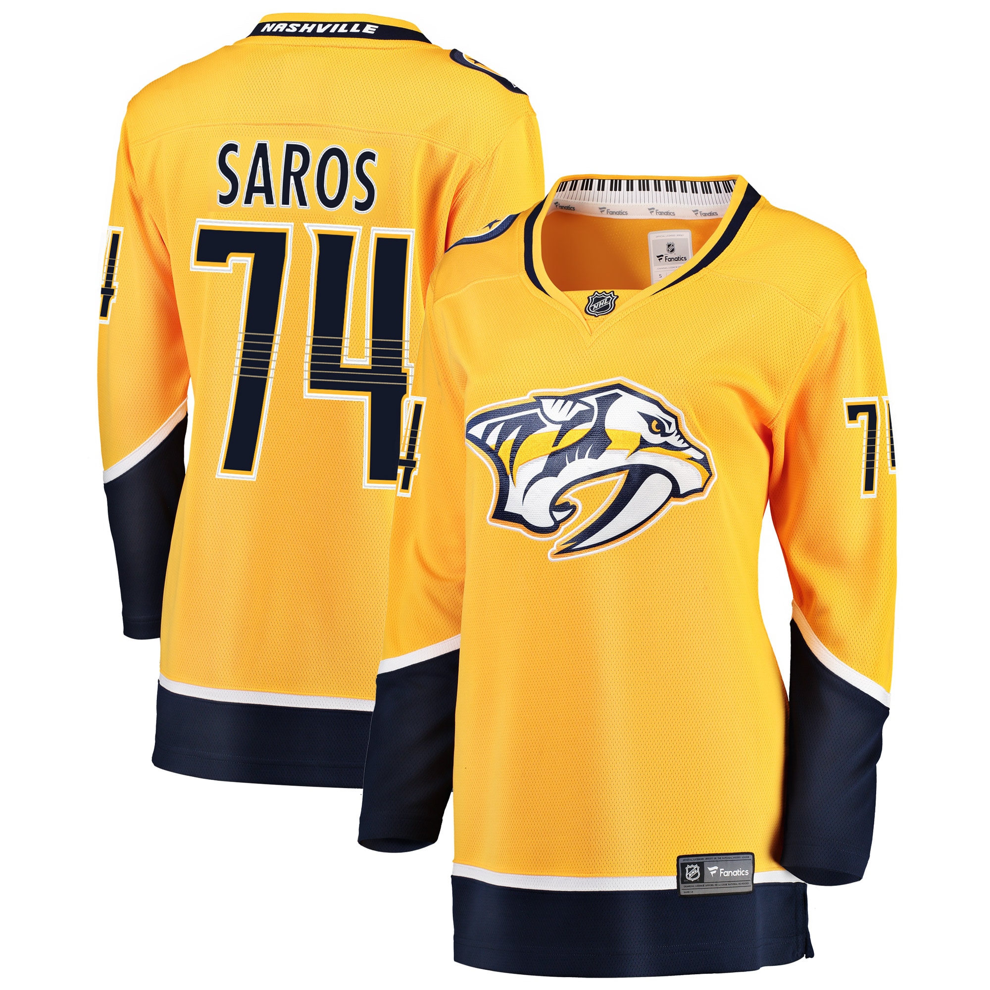 Juuse Saros Nashville Predators Branded Women's Breakaway Player Jersey – Gold