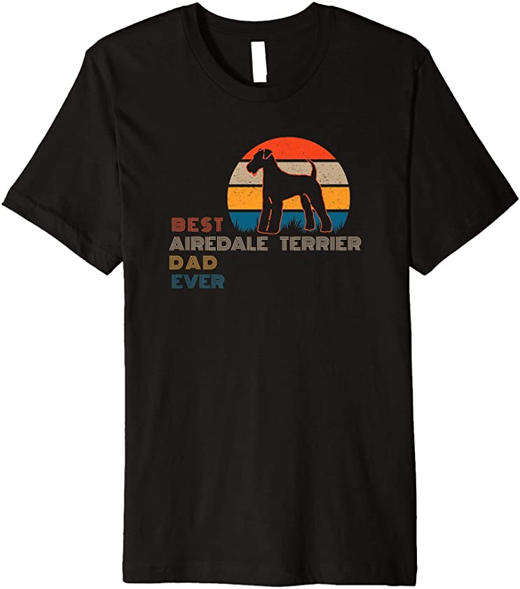 Puppy Trainer Retro Best Dog Dad Airedale Terrier Owner Premium T-Shirt