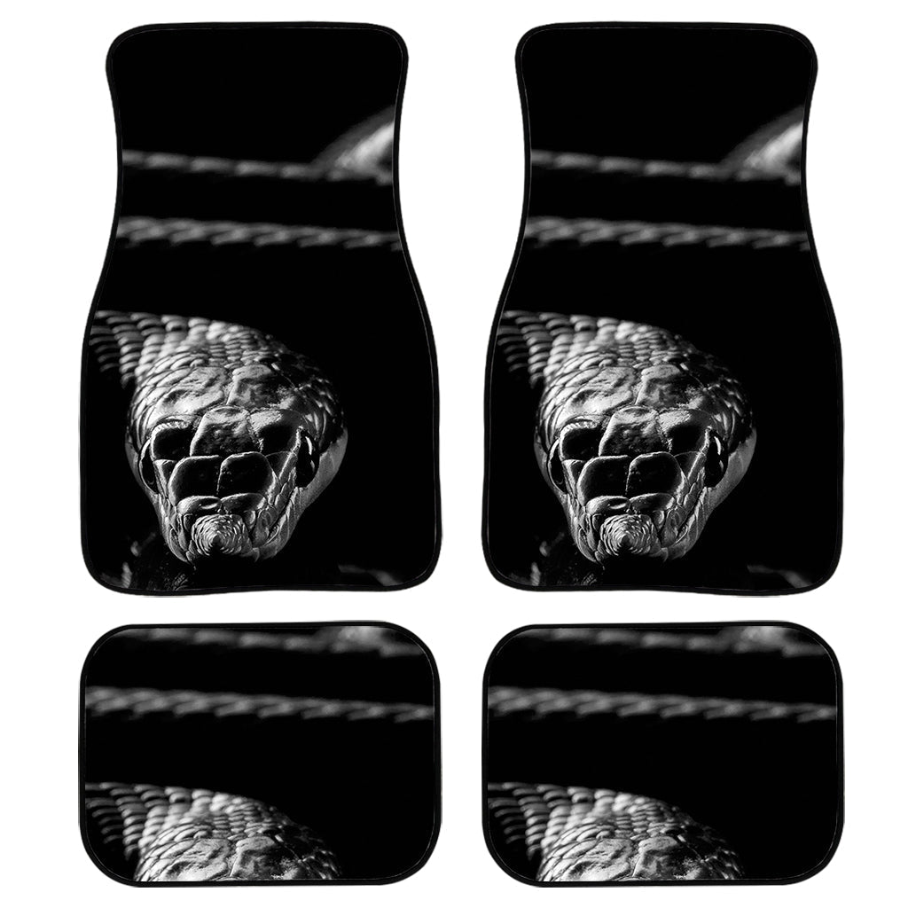 Monochrome Rhinoceros Ratsnake Print Front And Back Car Floor Mats, Front Car Mat