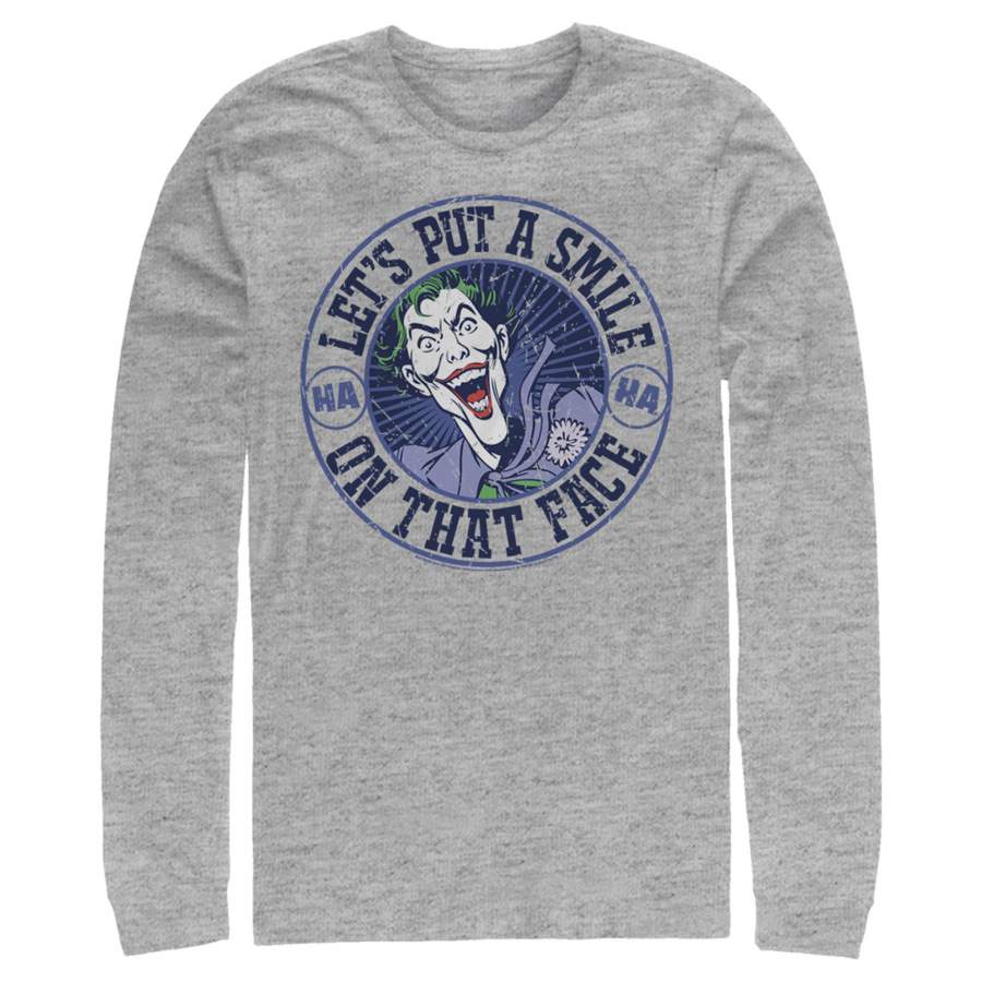 Batman Men’s Joker Let’s Put a Smile On That Face  Long Sleeve Shirt