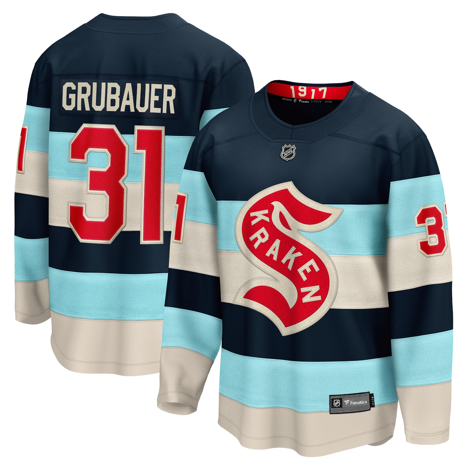 Men's Seattle Kraken Philipp Grubauer Deep Sea Blue 2024 NHL Winter Classic Breakaway Player Jersey