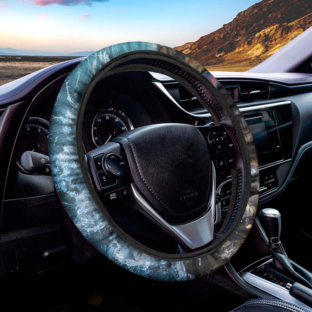 Angry Shark Print Car Steering Wheel Cover