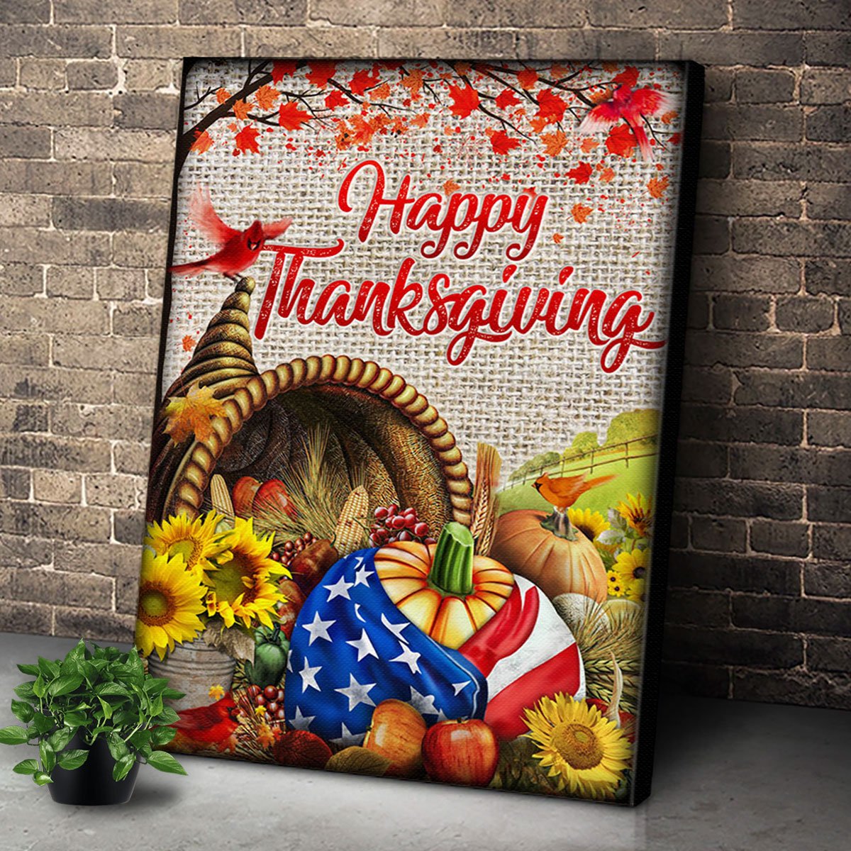 Personalized Happy Thanksgiving Wall Art For Christmas Gift – Canvas Prints Poster Wall Art