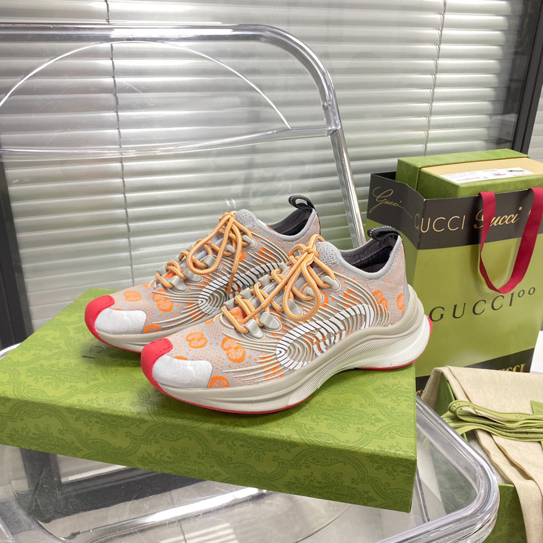 Gucci Run Shoes Sneakers In Grey And Orange SNK862269989