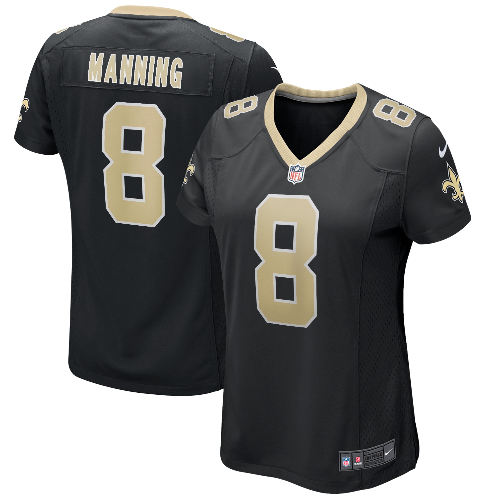 Women’s New Orleans Saints Archie Manning Black Game Retired Player Jersey