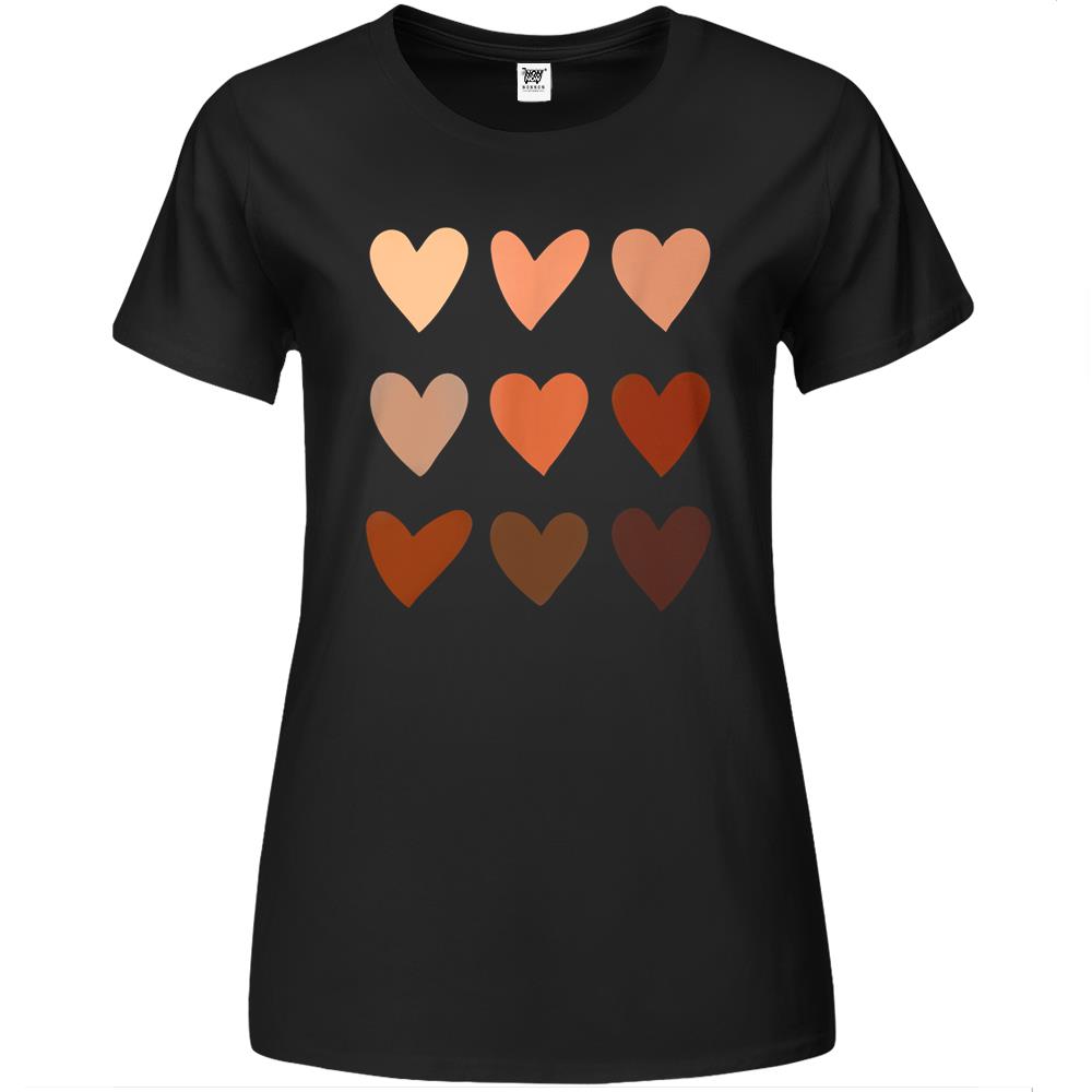 Melanin Skin Tone Hearts, Be Kind, Black History Month Premium Womens T Shirts