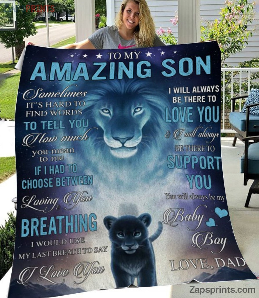 Gift For Son – To My Son – Lion – Sometimes It’S Hard To Find Words – Father Gift To Son – Blanket