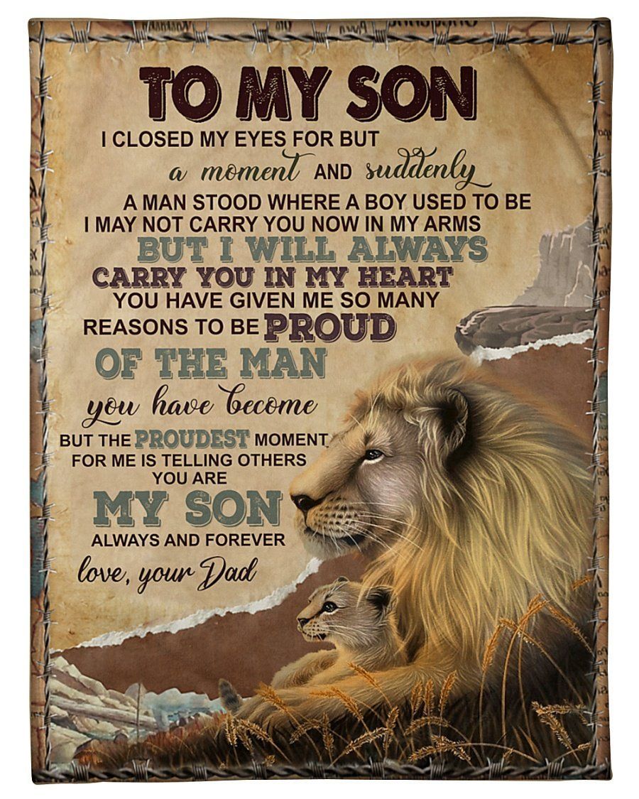 Telling Others You Are My Son Lion Papa Gift For Son Fleece Blanket