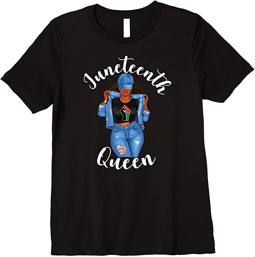 Womens Juneteenth Queen Black Power Fist BLM Movement Womens Premium T-Shirt