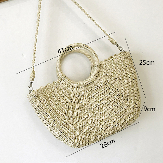 Yogodlns Summer Straw Bag Women Large Capacity Handle Bag Handmade Woven Handbag Bohemia Vacation Rattan Beach Bag Kintted Purse alx