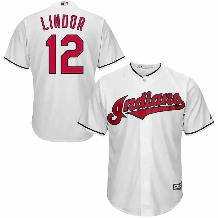 Cleveland Indians Official Cool Base Francisco Lindor Player Jersey – White