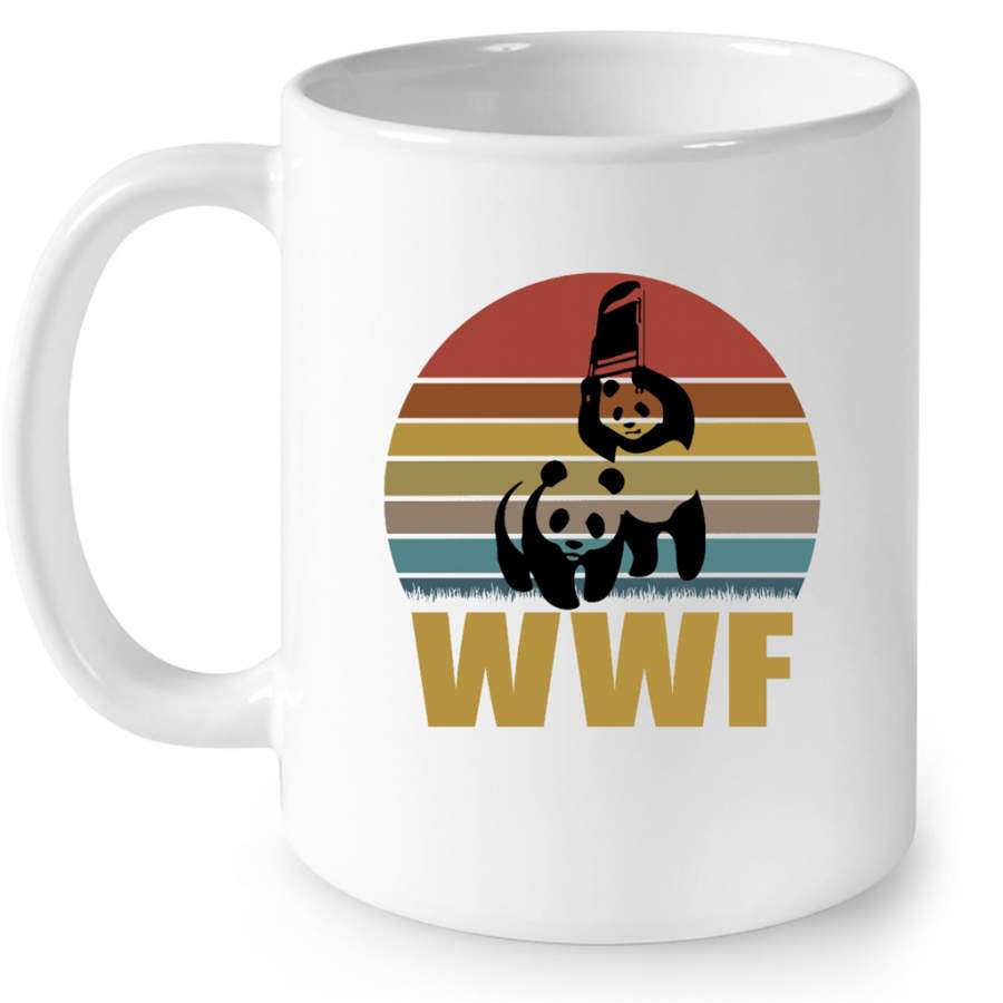 WWF Panda Bear Sunset Classic VIntage Retro  – Full-Wrap Coffee White Mug