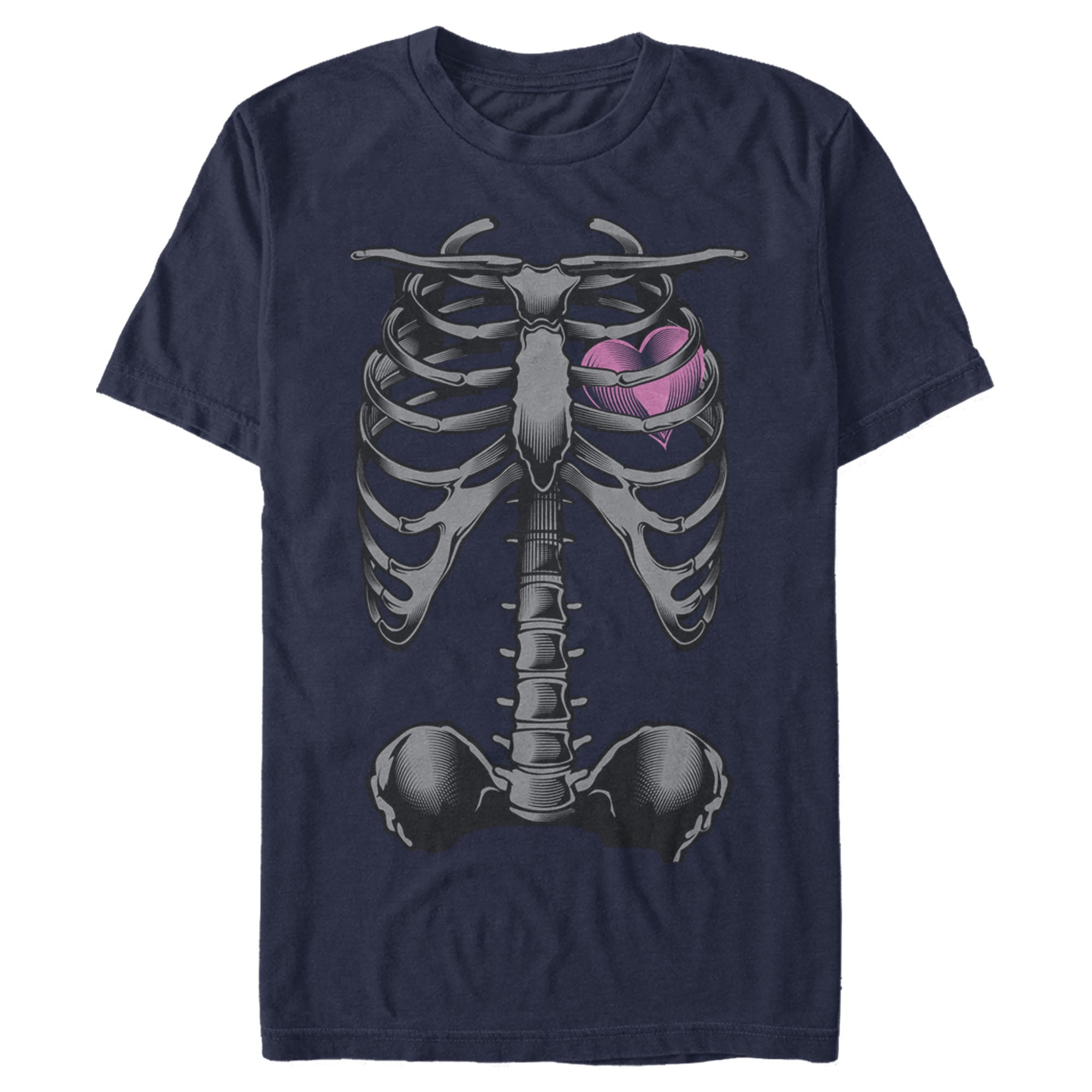 Lost Gods Men’S Halloween Skeleton Rib Cage Heart  T-Shirt