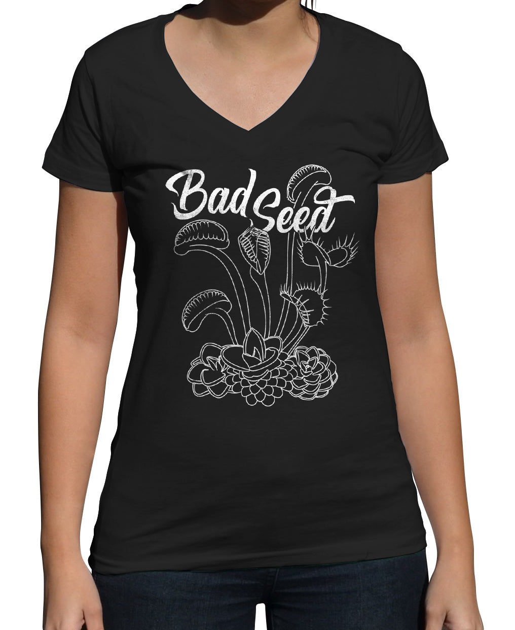 Women’S Bad Seed Venus Fly Trap Vneck T-Shirt