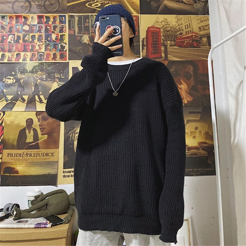 Winter Ribbed Pullovers Men Cozy Loose O-neck Solid Sweaters Couples Knitted Retro Warm Long Sleeve Korean Style Teens Jumpers alx