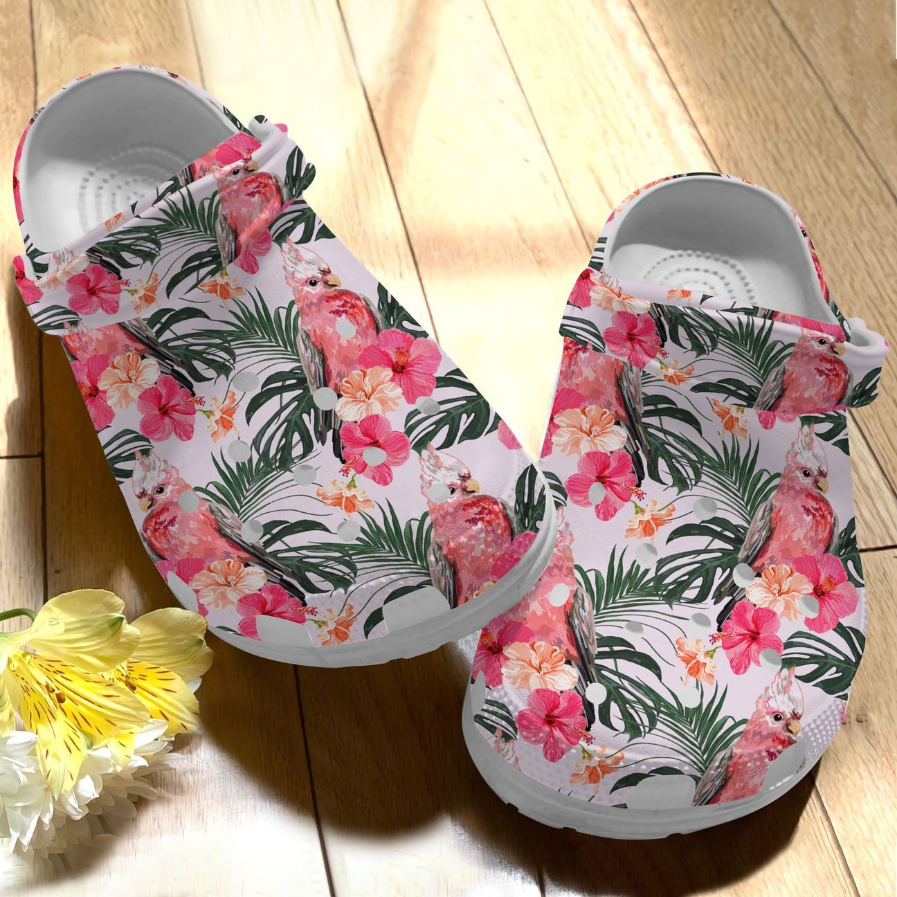 Parrot Personalized Clog, Custom Name, Text, Color, Number Fashion Style For Women, Men, Kid, Print 3D Parrot Tropical Flower Pattern