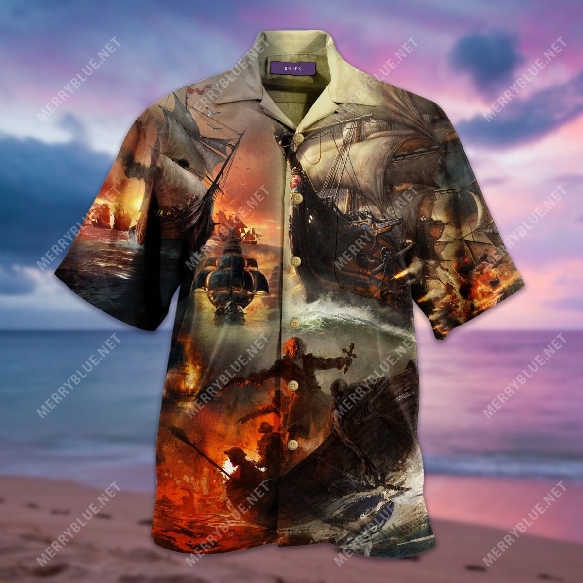 Amazing Fighting Pirate Ship Unisex Hawaiian Shirt