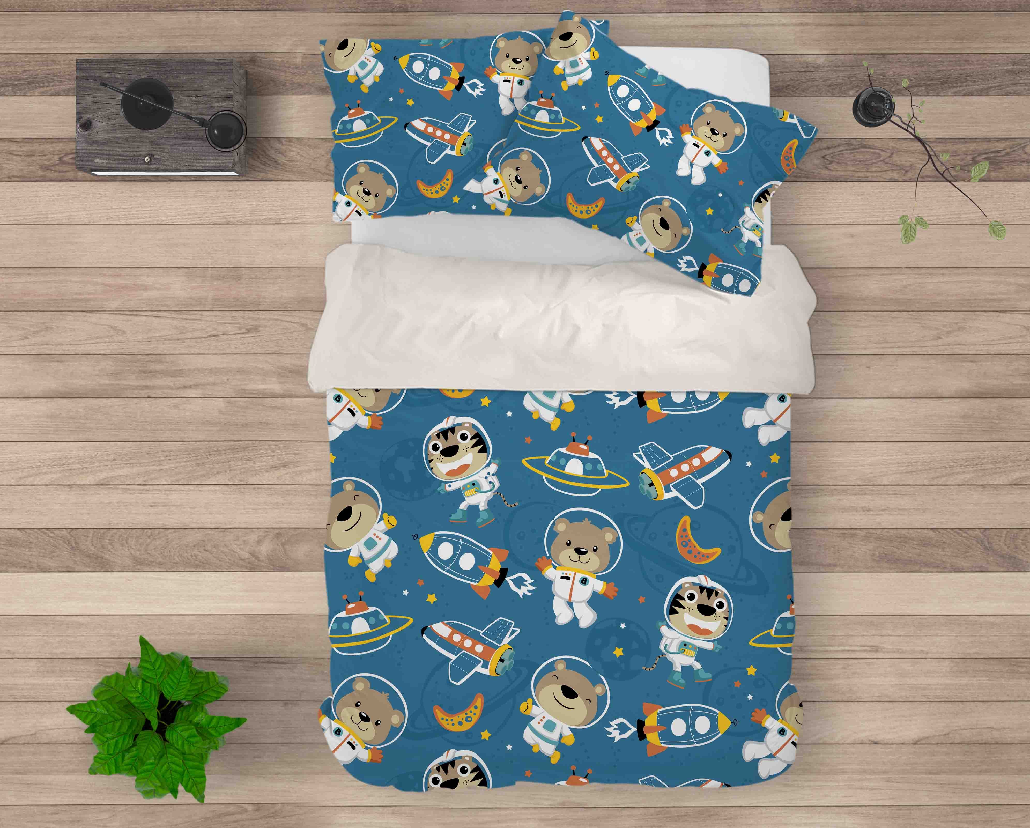 3D Cartoon Bear Animal Astronaut Quilt Cover Set Bedding Set Duvet Cover Pillowcases Lxl