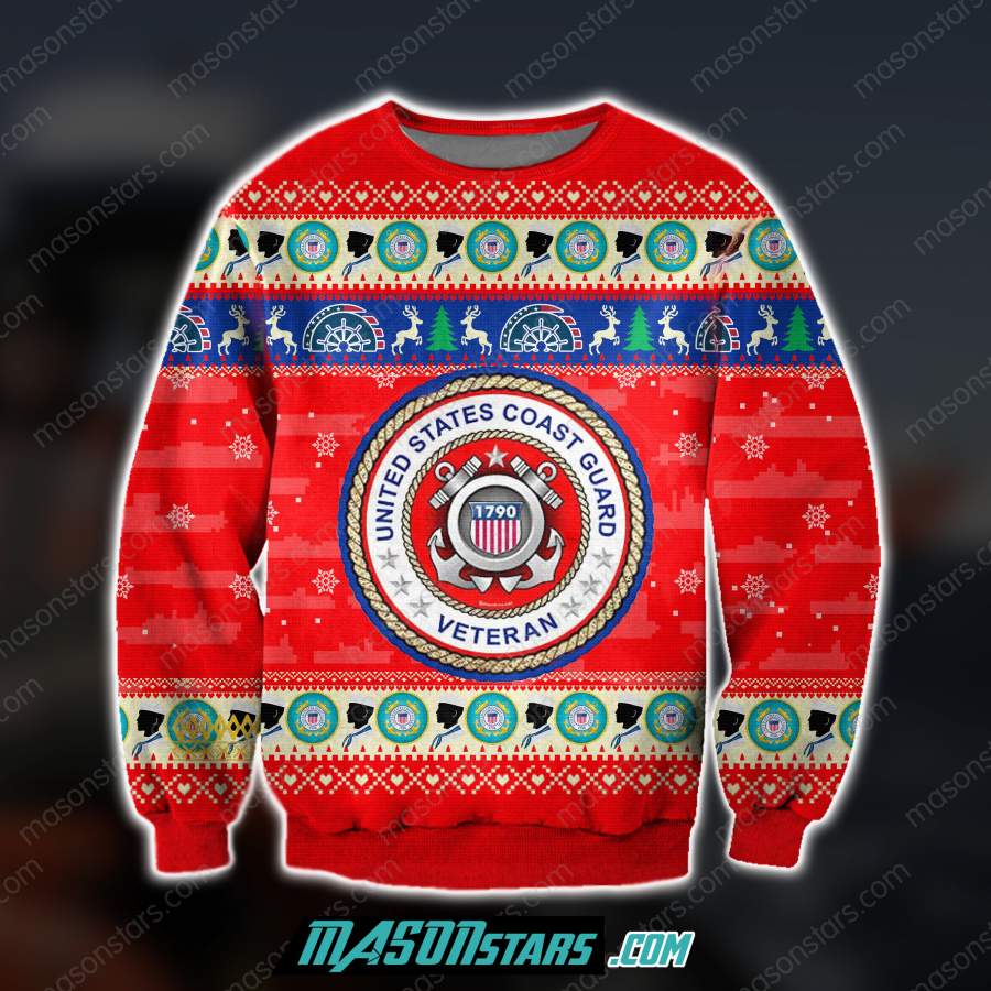 3D ALL OVER PRINT US COAST GUARD VETERAN UGLY CHRISTMAS SWEATER