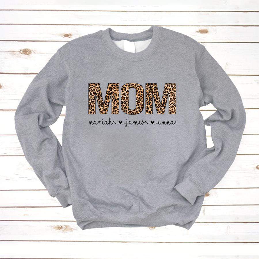 PERSONALIZED MOM SHIRT, CUSTOM MOM SHIRT  LEOPARD