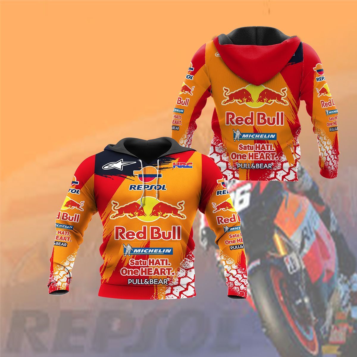 3D All Over Printed Repsol Honda Racing TTT- HL Shirts Ver 1 (Orange-Red)