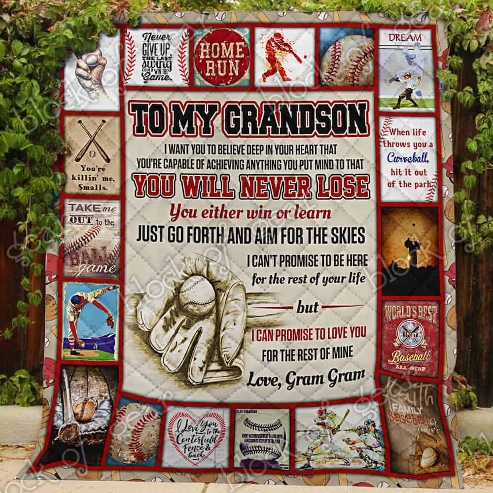 Baseball Grandson, Love, Gram Gram Ps476Gr 3D Quilt Blanket