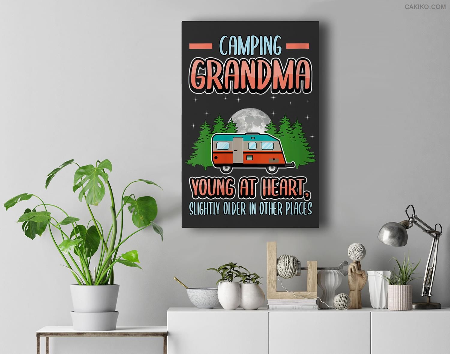 Womens Camping Grandma Young At Heart Camping Van Premium  Canvas