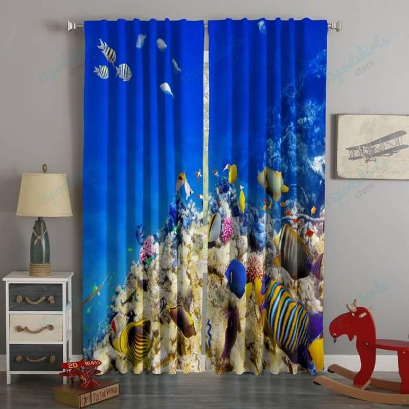 3D Printed Underwater World Style Custom Living Room Curtains