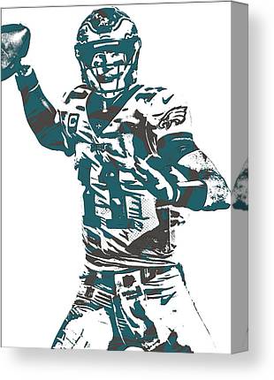 1 Carson Wentz Philadelphia Eagles Pixel Art 5 Joe Hamilton Canvas Print